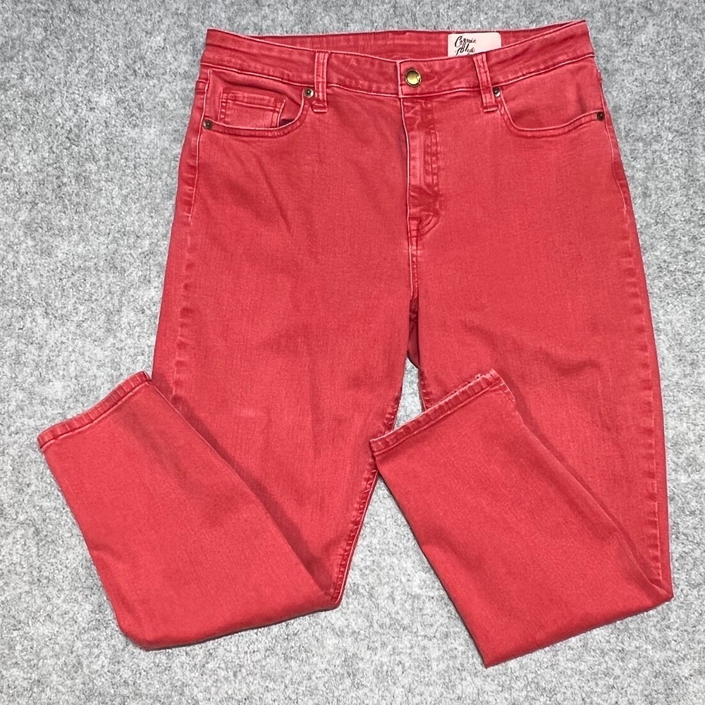 Cosmic Blue Love Womens Red‎ Stretch Skinny Ankle Jeans Mid Rise Size 31